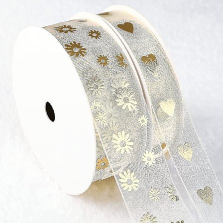 2 Ruller Gavebånd Guld Bueslynge Dekorationsbånd Til Håndværk Bånd Bryllupsdekoration