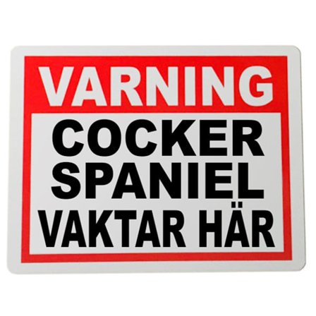 Metall plåtskylt Cocker spaniel design 20x15cm varning skylt