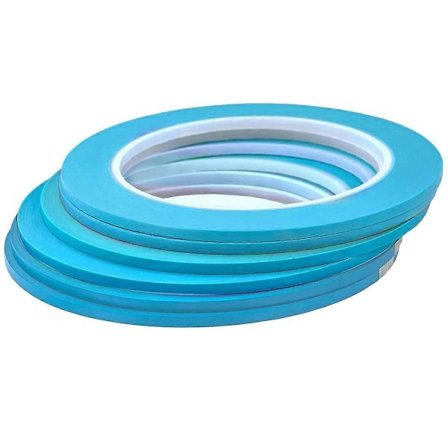 6 Ruller Finelinje Tape Høytemperatur Vinyl Finelinje Maskeringsteip Malerteip Blå (1/8 Tomme 6stk)