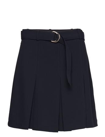 Fluid Twill Pleated Short Skirt Kort Skjørt Marineblå Tommy Hilfiger