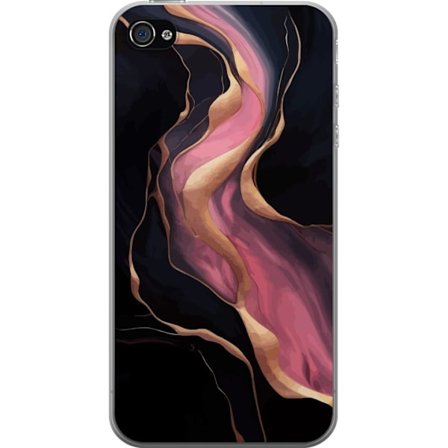 Kompatibelt Mobilskal till Apple iPhone 4 Svarta marmervågor