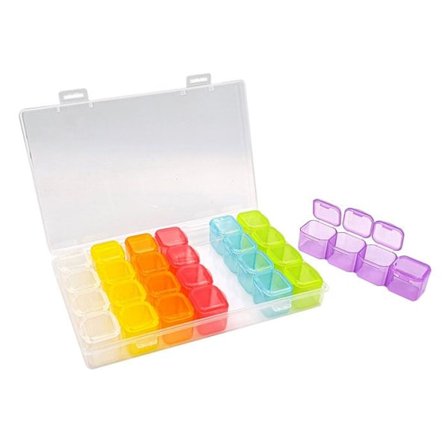 Förvaringslåda diamantmålning 28 fack färger 17,5 cm