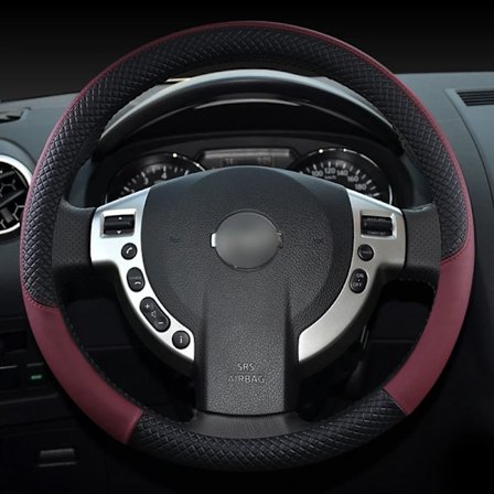 Läderrattskydd kompatibelt med Nissan Teana Qashqai Juke Primera Versa Almera Terrano Kicks March Murano 350z Terrano NV200