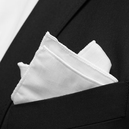 Pochette de costume blanche à bords blancs pour hommes - Pochettes de costume de couleur unie