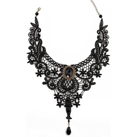 Gothic Victorian pitsikaulakoru, seksikäs ontto musta pitsi Steampunk Cosplay