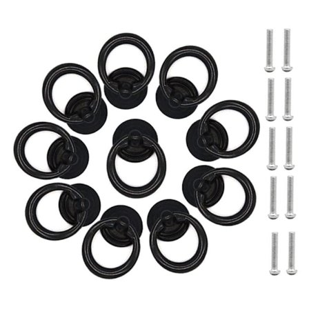 10-pakning runde skuffe- eller skaphåndtak i vintage-stil med svarte hull