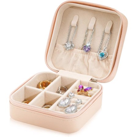 Litet smyckeskrin - Mini smyckesorganisatör - Resesmyckeskrin Bärbar smyckesförvaringslåda för kvinnor_tfrf