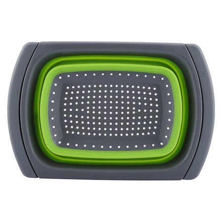 Sammenklappeligt dørslag til køkkenvask, dørslag til vask med udtrækkelige håndtag og skridsikkert greb, varmebestandig silikone dræningskurv til