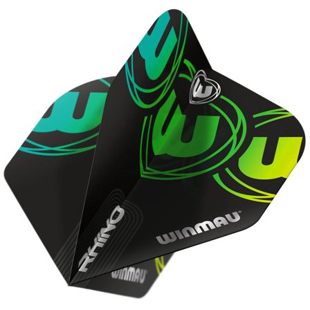 Winmau Standard Flights Rhino Extra Thick 9pc Black/Green/Lime Durable Professional Darts Flights