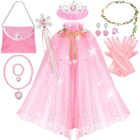 Princess Cape Set, 12 st Princess Klänningar upp Kläder för Liten Flicka, Princess Klänningar för Flicka 3-8 År Födelsedagspresent