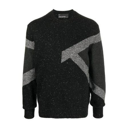 Neil Barrett Sweater With Marble Knit Details Sort, Herre