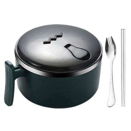 1000ML Nuudelikeitto Kulho Elintarvikelaatuinen Kannettava Tiivis Ruostumaton Teräs Koulu Asuntola Opiskelija Ramen Nuudelikeitto Kulho Kannen Kanssa 