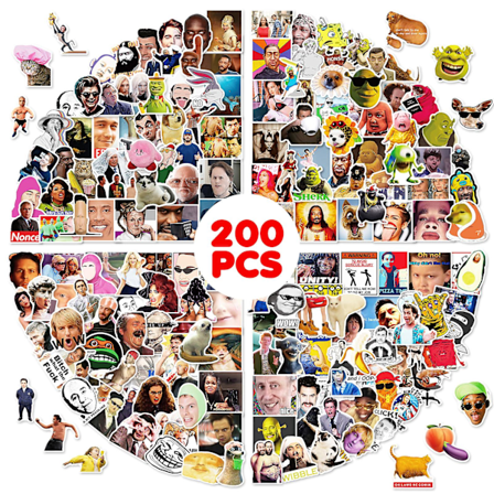 200 stk. Meme-klistermærker til voksne og teenagere, vandtætte vinyl-klistermærker med sjove emoticons til bærbar computer, iPhone, vandflasker