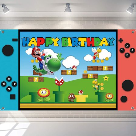 Katea Super Bros Mario Grattis på födelsedagen Bakgrundsbanner,videospel Födelsedagsfesttillbehör Dekorationer,supertema Mario Bros Fotografiinlägg