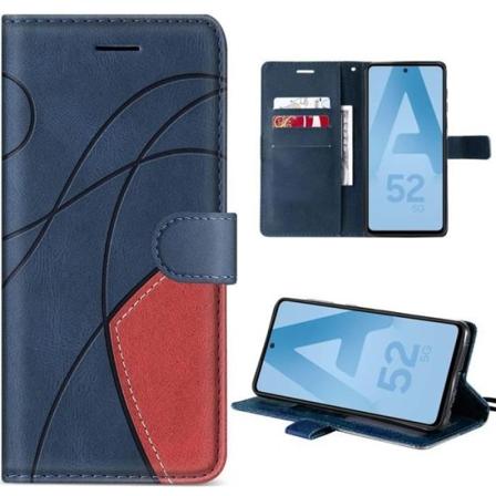 Etui til Samsung Galaxy A52s 5G og A52 5G-4G, marineblå, stødsikker PU-læderbeskyttelse med stativ, tofarvet stil