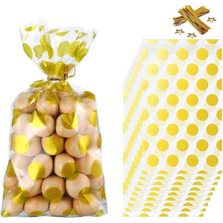 100 st Rose Gold Godispåse, Genomskinliga Cellofanpåsar med 100 st Pi