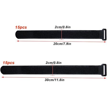 Premium svart borrelås kabelsett, allsidig borrelås svart