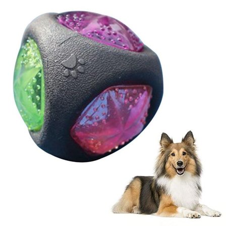 Hundelegetøjsbold med LED-lys og squeaker, hundebold hundebolde, KLB