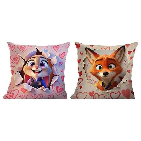 Zootopia 2 Hjärtmönster Plysch Kuddfodral Soffa Vardagsrum Inredning Present R7W1