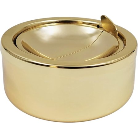 Guld Klassisk Metal Askebæger med Låg til Cigaretter - Vindtæt Udendørs Askebægre Kan Terrasse Udendørs Indendørs Dekorativ Fancy Askebakke