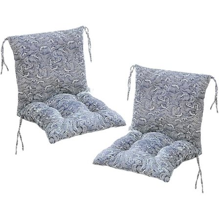 2-delte stolputer med ryggdel, ryggpute med stropper, lav ryggpute (stil 14, 40 x 40 cm)