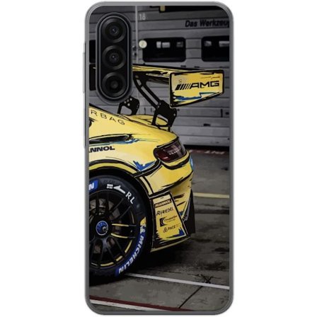 Kompatibelt Mobildeksel til Samsung Samsung Galaxy A17 5G Mercedes AMG plakat sportsbil racerbil gul design luksus bil tysk merke motorsport kunst