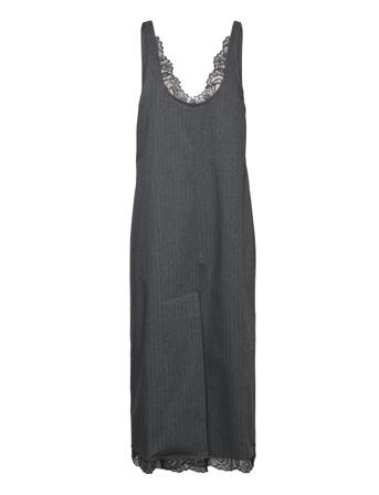 Drapey Suiting U-Neck Midi Dress Knælang Kjole Grå Ganni