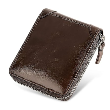 Smal plånbok, Minimalistisk plånbok i äkta läder för män, RFID-blockerande trefaldig Smal kreditkortsplånbok med kort, sedelfack, ID-fönster