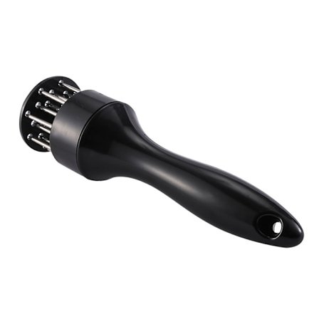 Kjøttmørner i rustfritt stål, kjøtthammer med nåler, kjøkkenverktøy med plasthåndtak, kompatibel for mørning av kjøtt, biff, fisk, kylling, svart