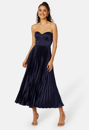 Elle Zeitoune - Milan Bustier Pleated Dress - Dark blue