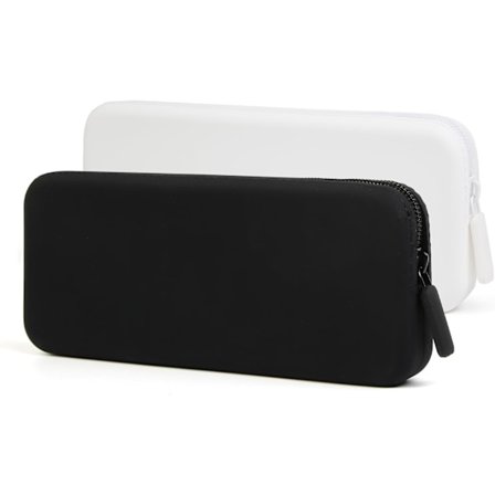 2 stk. Silikone Makeupbørste Taske Rejse Lynlås Makeup Taske Lille Makeupbørste Etui Makeupbørste Holder til Rejser (Sort, Hvid)