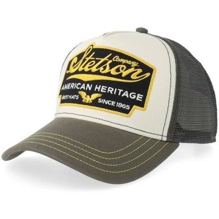 Stetson - Svart trucker Keps - American Heritage Olive/White A-Frame Trucker @ Hatstore