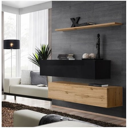 Kommode - Switch SB II - 2 TV-bænke - 1 hylde - Træ og sort - Model 2