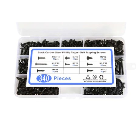 340 stk. flade hovedskruer selvskærende skruer kulstofstål selvskærende skruer