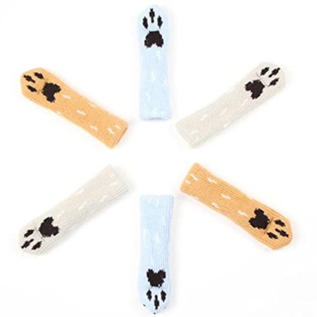 24 stk stolstømper (6 sett), søte hundepoter møbelben deksler caps pads, reduser støy stolstømper gulvbeskytter