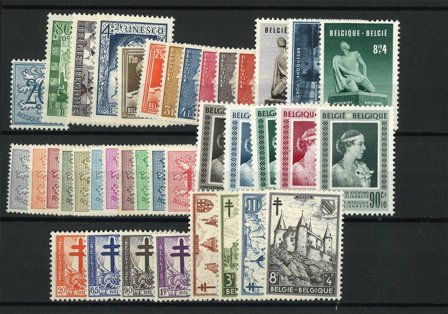Belgien - Komplet årgang 1951 - Postfrisk