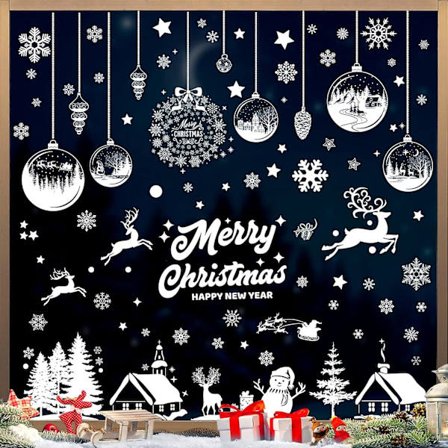 Uudelleenkäytettävät joulun ikkunatarrat, joulun ikkunakoriste elektrostaattinen PVC joulun ikkunatarra, lumihiutale sisustus joulukoriste Ch