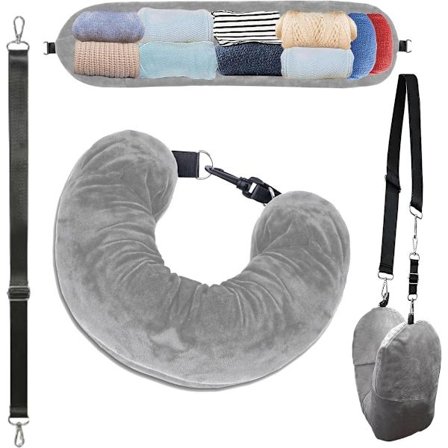 Reisepute - U-formet reisepute med avtakbare og justerbare stropper (grå)