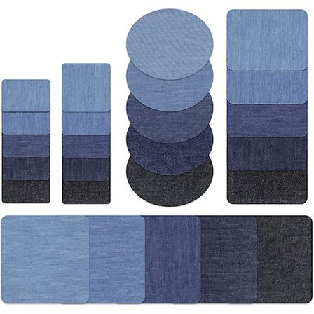25 stk. stryge-på denim lapper, denim stof lap stryge-på denim lap til tøj, jeans, jakker, tasker