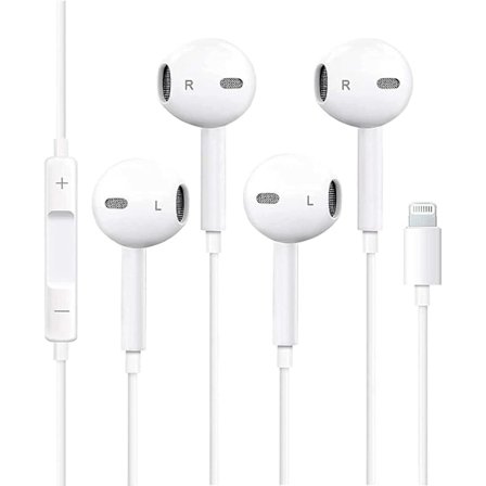 2-delat trådbundet brusreducerande hörlurar med inbyggd mikrofon och volymkontroll (Lightning-kontakt)