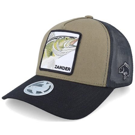 Skillfish - Groen trucker Cap - Zander Box Dark Olive/Black A-frame Trucker @ Hatstore