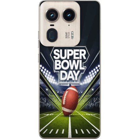 Kompatibel Mobilcover til Motorola Edge 50 Ultra Super Bowl Day plakat med amerikansk fodbold på oplyst arena i dramatisk sportsdesign