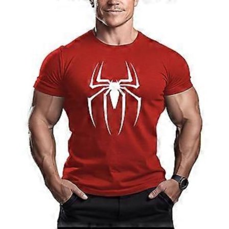 Spider-Man Tränings T-shirt Kort Ärm för Män (XL Röd)