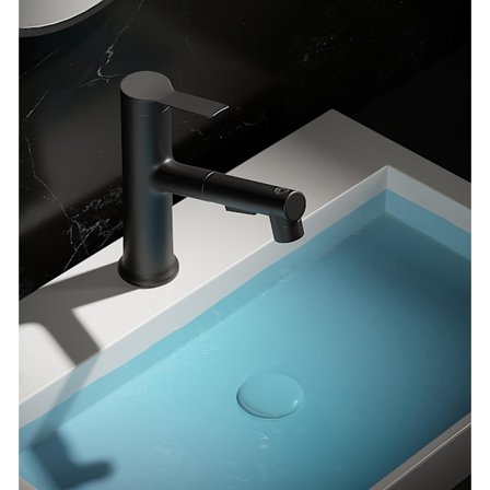 Kylpyhuoneen pesualtaan hana ulosvedettävällä suihkulla, kylpyhuoneen hanat pesualtaalle 1 reiällä, kolme vesivirtaustilaa