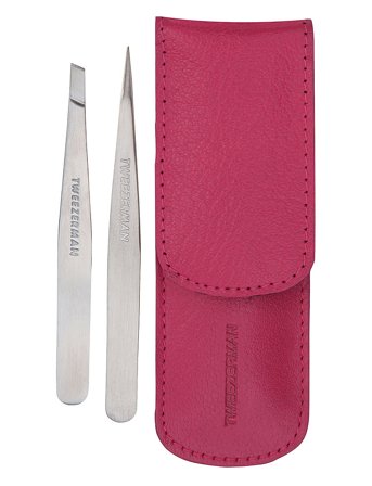 Tweezerman Petite Tweeze Set With Pink Case - Silver - ONE SIZE
