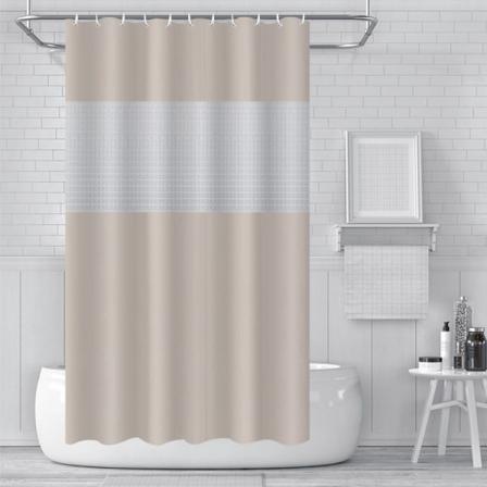 180x180cm, beige, 3D-ommeltu PEVA-suihkuverho, vedenpitävä