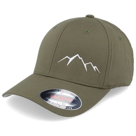 Wild Spirit - Grön flexfit Keps - Small Mountain White/Olive Flexfit @ Hatstore