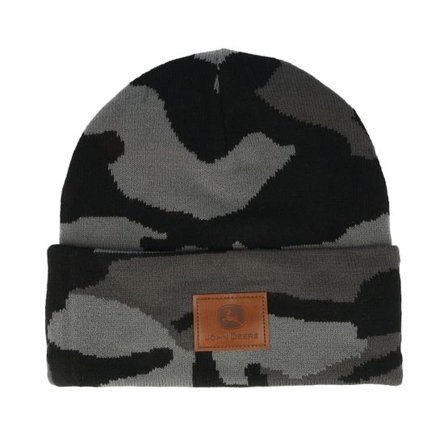 John Deere - Camo cuff Beanie - Fake Leather Patch Knit Beanie Camouflage Cuff @ Hatstore