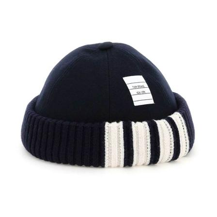 Thom Browne melton hat with rib knit cuff Blå, Herre Accessories