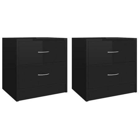 Vidaxl Sängbord 2 St Svart Högglans 40x30x40 Cm Konstruerat Trä Svart